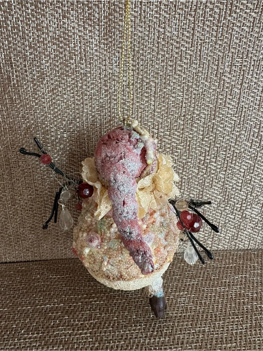Victorian Cute Snowman Christmas Ornament Shabby Chic Cottage Core Small Resin